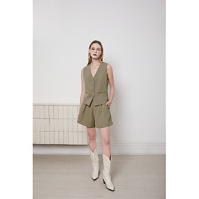 DOTTIE - Quần ngắn xếp ly lưng cao - Q0324