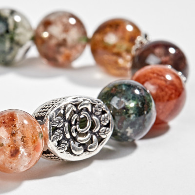 Vòng Thạch Anh Ưu Linh Đa Sắc Phối Charm Hoa Bạc (10mm) Ngọc Quý Gemstones