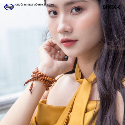 Chuỗi vòng cổ/vòng tay 2in1 gỗ Huyết Long thấu quang (BH658) An Yên - Thịnh Vượng - Bracelet of HAHANCO