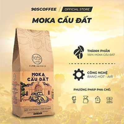 Cà Phê Moka Cầu Đất Rang Xay Nguyên Chất - Dạng Bột - 90S Coffee Vietnam - 100% Cà Phê Sạch Cao Cấp
