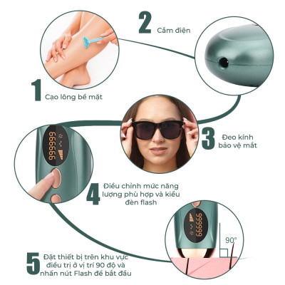 Máy triệt lông vĩnh viễn mini cầm tay vô hạn xung chính hãng chức năng triệt lông IPL tẩy lông tay chân