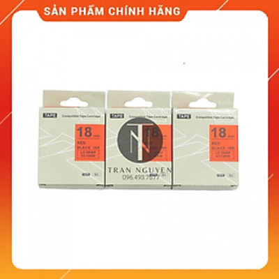 [Combo 3 hộp] Nhãn in Tepra SC18RW (LC-5RBP) - Chữ đen nền đỏ 18mm x 8m - Hàng nhập khẩu