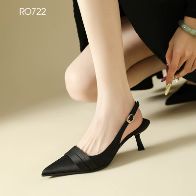 Giày cao gót nữ quai sau ROSATA RO722 - 6p - Đen, Hồng - HÀNG VIỆT NAM-BKSTORE