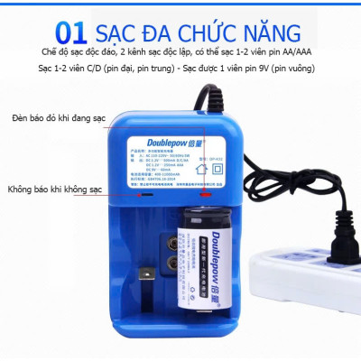 Bộ Sạc Pin Đại, Pin 9V, Pin Tiểu Đa Năng Cao Cấp - Tự Ngắt Khi Đầy, Tự Điều Chỉnh Dòng Sạc, ĐÈN TRANG TRÍ , ĐỒNG HỒ TREO TƯỜNG