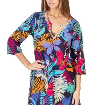 Đầm Thêu Xẻ Tà Cotton Isla Bonita