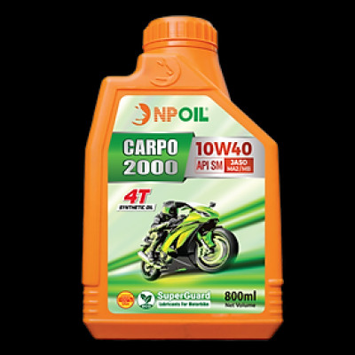 Dầu nhớt xe máy CARPO 2000 (Synthetic Oil) - API SM - JASO MA2/MB - 10W40 - 0.8L/1L (Xe số và Xe tay ga)