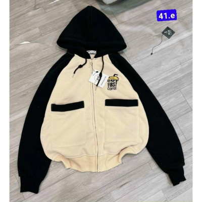 Áo khoát nỉ FIRST COFFE nỉ dệt xuất khẩu form rộng phối đẹp xinh xinh-A2121