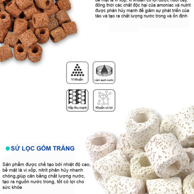 Sứ Lọc Hồ Cá 5.5/6KG vật liệu lọc nước bể cá cảnh, hồ thủy sinh cao cấp 