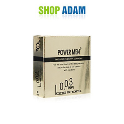 Bao Cao Su Siêu Mỏng Chống Xuất Tinh Sớm Power Men 0.03 Invi Longshock (Hộp 3 Chiếc) - Shop Adam
