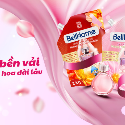 Túi Nước Xả Vải Bell Home Hồng Hương Nước Hoa Sang Trọng 2KG