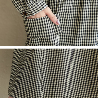 Váy sơ mi dáng dài thắt eo – Đầm nữ form suông vintage kẻ caro phong cách công sở Haint Boutique Da187