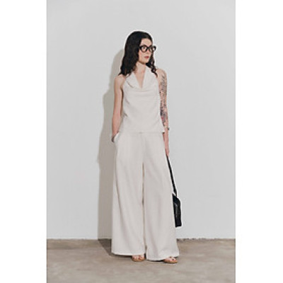 DOTTIE - Quần tây ống rộng lưng cao - Be nhạt - Q0408