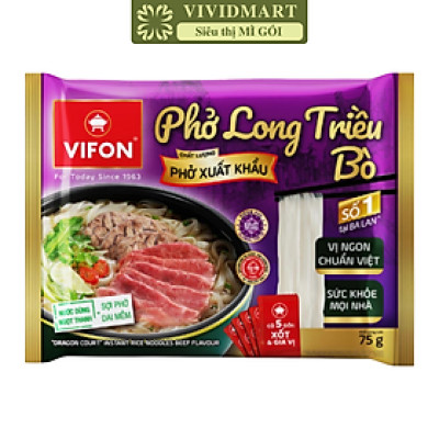 VIFON - Phở Long Triều hương vị Bò, Long Triều phở bò Long Triều, Phở bò Vifon, Phở Vifon xuất khẩu (75g/gói)