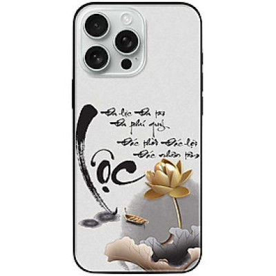 Ốp lưng cho IPhone 15 - 15 Plus - 15 Pro - 15 Pro Max - 16 - 16 Plus - 16 Pro - 16 Pro Max - Thư Pháp Lộc Sen Vàng - Hàng Chính Hãng