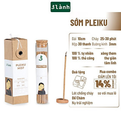 Nhang Thủ Công Sớm Pleiku 3 Lành Hộp 30 Que 100 % Tự Nhiên Tặng Kèm Đế Chăm Không Hóa Chất Xông Thơm