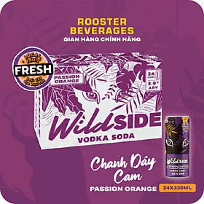 WildSide Vodka Soda Vị Chanh Dây Cam - Thùng 24 Lon (330ml)