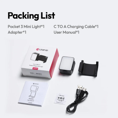 Đèn LED Trợ Sáng Mini Dành Cho DJI Pocket 3 Tích Hợp Pin 500mAh Ulanzi LM001 - Hàng Nhập Khẩu