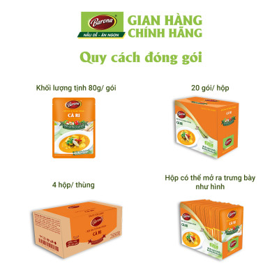 Combo 1 hộp (20 gói) Gia Vị Cà Ri Barona 80g ướp ngon chuẩn vị không cần nêm nếm