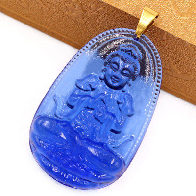 Mặt Đại Nhật như lai pha lê xanh 5cm