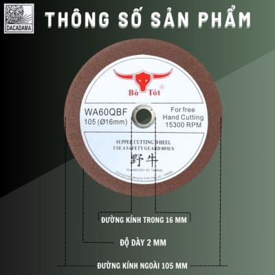 (Combo 5 Viên) Đá Cắt Bò Tót 105x1x16mm Chuyên Cắt Sắt Cắt Inox Sắc Bén, Cắt Không Bụi, Ít Hao Mòn | TOPWIN Official Store