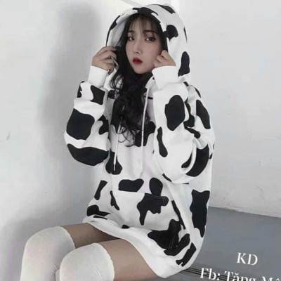 ÁO HOODIE - ÁO KHOÁC NỈ NGOẠI In 3D Bò Sữa Cổ Chui (HD2420 - Kèm Video Ảnh Thật)