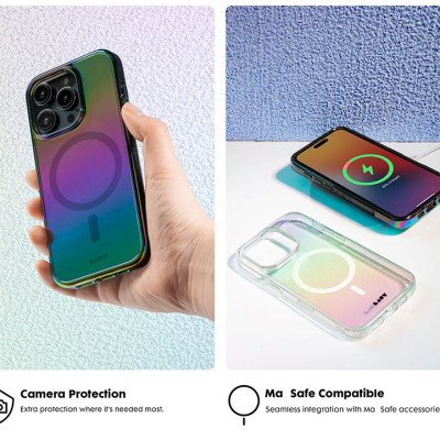 Ốp Lưng LAUT HOLO Cho iPhone 16 Pro/ 16 Pro Max Dải Màu Cực Quang 3 Chiều Tuyệt Đẹp Tương Thích Sạc Không Dây Hàng Chính Hãng