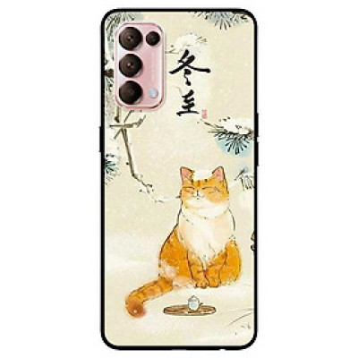 Ốp lưng dành cho Oppo Reno 5 mẫu Mèo Uống Trà