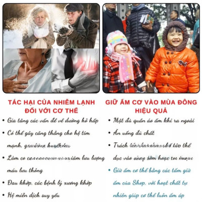 COMBO 2 Miếng Dán Giữ Nhiệt Bàn Chân Bàn Tay Dán Nóng Ủ Ấm Chân Ấm Áp Cả Ngày Văn Phòng Du Lịch Dã Ngoại Phượt