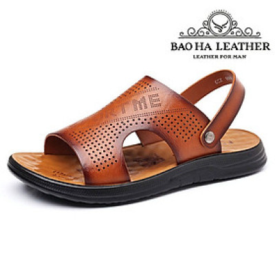 Dép da nam quai ngang đục lỗ thoáng khí BHD888