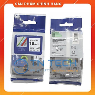 Nhãn In HZE-241 - Đen nền trắng 18mm x 8m - Dùng cho máy in BROTHER - AIMO - PUTY [Hàng nhập khẩu]