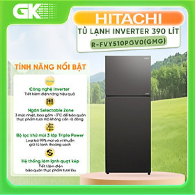 Tủ lạnh Hitachi Inverter 390 Lít R-FVY510PGV0(GMG) -Hàng chính hãng (chỉ giao HCM)