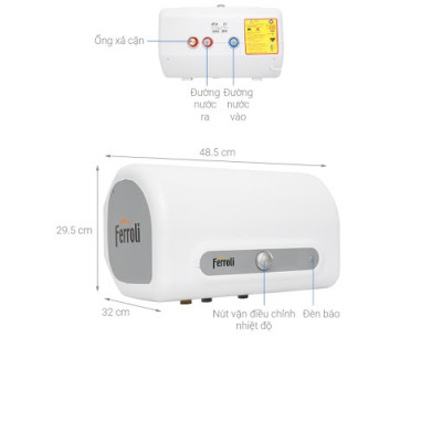 Máy nước nóng gián tiếp FERROLI QQ ME 20 lít (công suất 2500W) - Hàng chính hãng