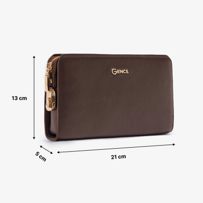 Clutch Nam Ví Cầm Tay GENCE RB07 Da Bò Khóa Số Cao Cấp Màu Nâu