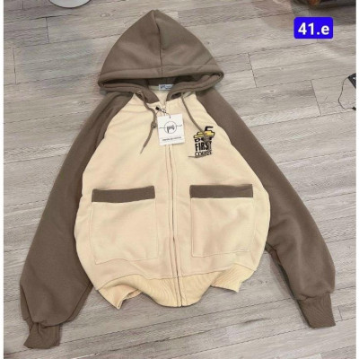 Áo khoát nỉ FIRST COFFE nỉ dệt xuất khẩu form rộng phối đẹp xinh xinh-A2121