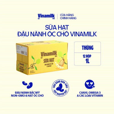 Thùng 12 hộp Sữa đậu nành Vinamilk hạt Óc chó 1L