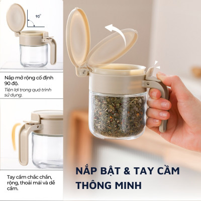 Lọ đựng gia vị, hũ đựng gia vị thủy tinh và nhựa PP DandiHome sang trọng, bền, đẹp, tiện lợi