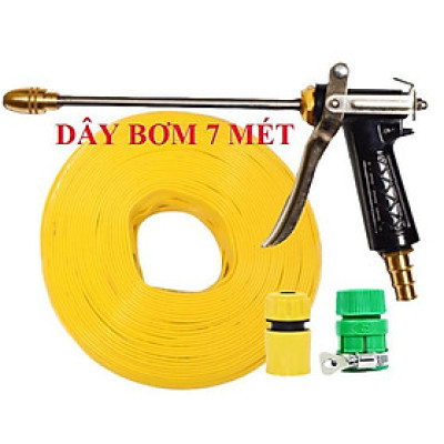 Bộ dây vòi xịt nước rửa xe, tưới cây . tăng áp 3 lần, loại 7m, 10m 206318 đầu đồng,cút,nối vàng+tặng móc khoá