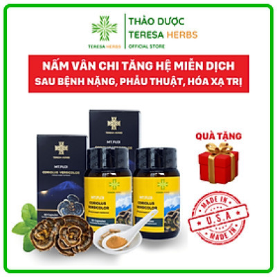 Combo 2 hộp Viên uống Nấm Vân Chi núi Phú Sĩ Teresa Herbs hỗ trợ tăng cường đề kháng và hệ miễn dịch (Lọ 60 viên)