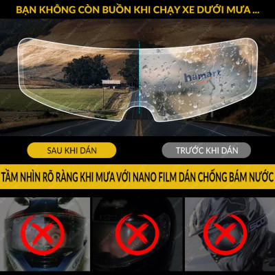Miếng Dán Chống Nước Mũ Bảo Hiểm Hamart Decal Dán Kính Nón Bảo Hiểm Trùm Đầu Biker Motor Chống Bám Nước