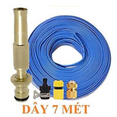  Bộ dây vòi xịt nước rửa xe, tưới cây . tăng áp 3 lần, loại 7m,10m 206587 đầu đồng,cút đồng,nối đen+ tặng đai