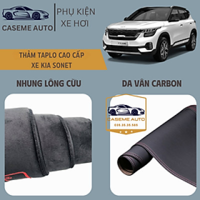 [KIA SONET] Thảm Taplo 3 Lớp Dành Cho Xe KIA SONET, Nhung Lông Cừu Và Da Vân Carbon Cao Cấp - Hàng Chính Hãng