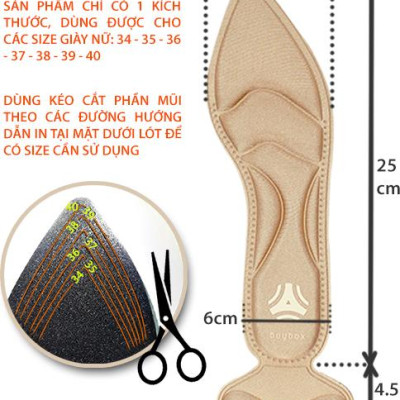 Miếng lót giày cao gót mũi nhọn cho giày bị rộng cao cấp, vải thoáng khí và êm chân- buybox - BBPK55 - (Da beo)