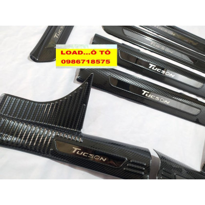 Ốp Bậc Chân, Cốp Sau Carbon Xe Huyndai Tucson 2022-23 Mẫu Vân Carbon Cao Cấp
