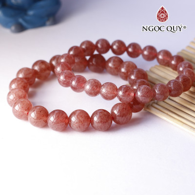 Vòng tay thạch anh dâu đỏ đậm loại A mệnh hỏa, thổ - Ngọc Quý Gemstones