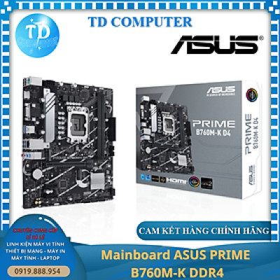 Main Asus B760M K D4 ~ (Socket 1700, HDMI + VGA DDR4 M2) - Hàng chính hãng Viết Sơn phân phối