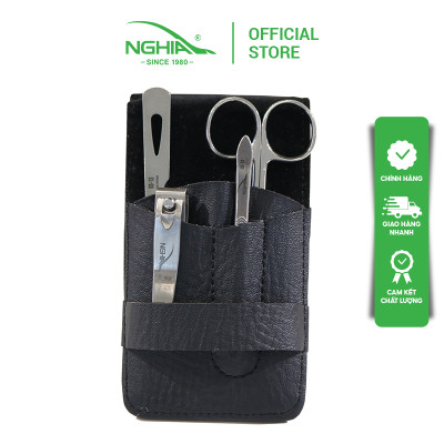 Bộ Quà Tặng (Kéo Cắt Tỉa Lông Mày - Bấm Móng - Dũa - Nhíp) Thép Không Gỉ Cao Cấp KỀM NGHĨA GS.13 PT