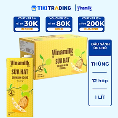 Thùng 12 hộp Sữa đậu nành Vinamilk hạt Óc chó 1L