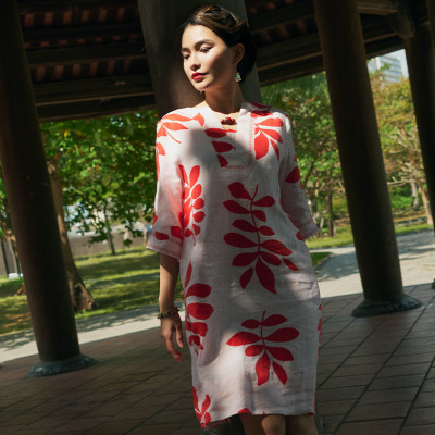 Đầm Suông Linen Thêu Phúc DRE233 thời trang thiết kế Hity