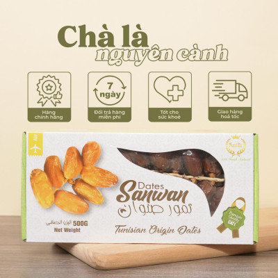 Chà Là sấy khô nguyên cành Tunisia (hộp 500gr)