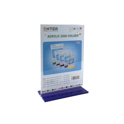 Kệ menu nhà hàng, Standee mica để bàn, Bảng quét mã QR Code, Kệ mica 2 mặt Enter E06 210x300mm đế lùa A4